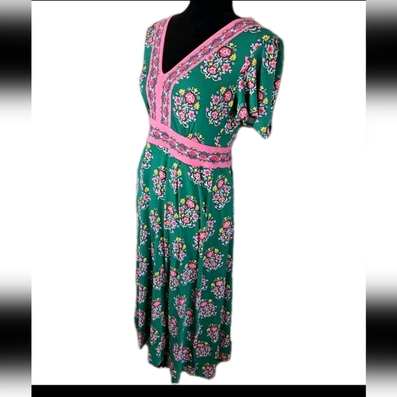 Boden Women's Green Ellie Maxi Floral Garden Party Colorful Tea Dress 4P - Picture 5 of 16